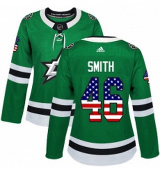 Womens Adidas Dallas Stars 46 Gemel Smith Authentic Green USA Flag Fashion NHL Jersey