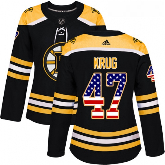 Womens Adidas Boston Bruins 47 Torey Krug Authentic Black USA Flag Fashion NHL Jersey