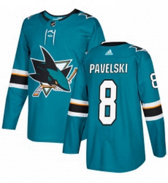 Mens Adidas San Jose Sharks 8 Joe Pavelski Premier Teal Green Home NHL Jersey