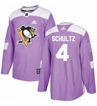 Mens Adidas Pittsburgh Penguins 4 Justin Schultz Authentic Purple Fights Cancer Practice NHL Jersey