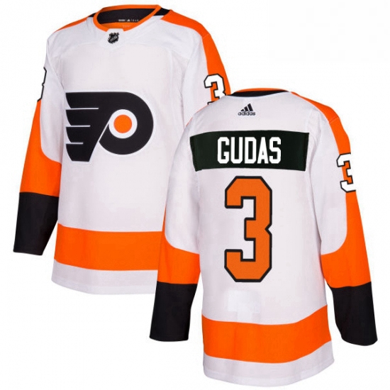 Mens Adidas Philadelphia Flyers 3 Radko Gudas Authentic White Away NHL Jersey