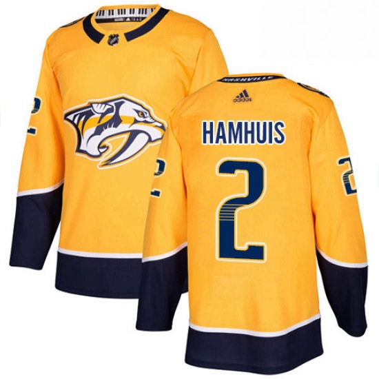 Mens Adidas Nashville Predators 2 Dan Hamhuis Premier Gold Home NHL Jersey