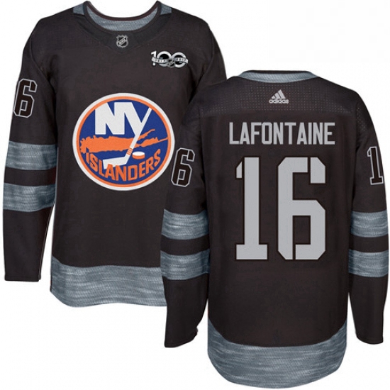 Mens Adidas New York Islanders 16 Pat LaFontaine Premier Black 1917 2017 100th Anniversary NHL Jerse