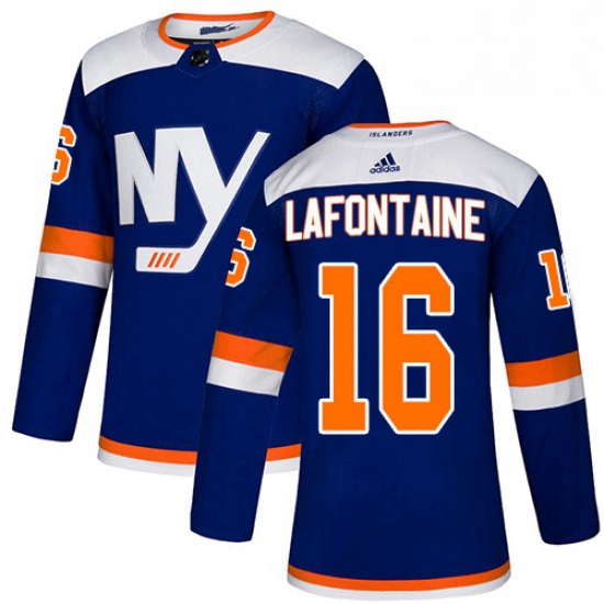 Mens Adidas New York Islanders 16 Pat LaFontaine Premier Blue Alternate NHL Jersey