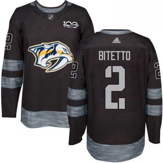 Mens Adidas Nashville Predators 2 Anthony Bitetto Authentic Black 1917 2017 100th Anniversary NHL Je