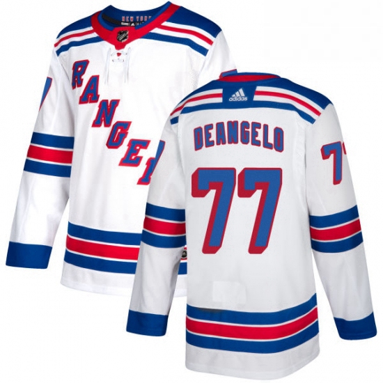 Mens Adidas New York Rangers 77 Anthony DeAngelo Authentic White Away NHL Jersey