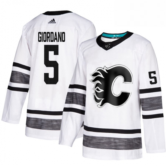 Mens Adidas Calgary Flames 5 Mark Giordano White 2019 All Star Game Parley Authentic Stitched NHL Je