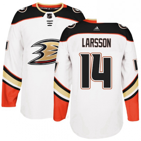 Mens Adidas Anaheim Ducks 14 Jacob Larsson Authentic White Away NHL Jersey