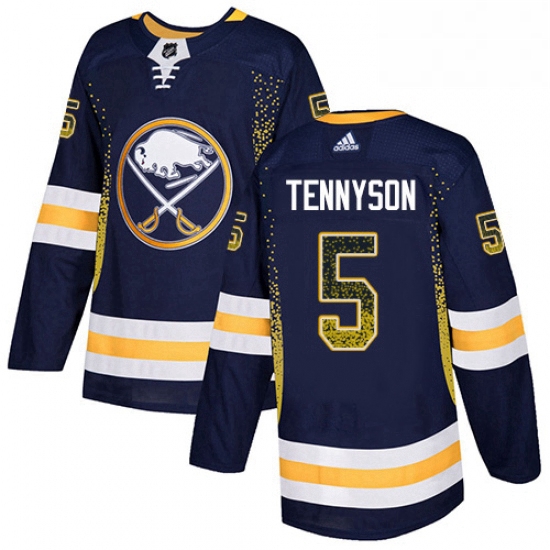 Mens Adidas Buffalo Sabres 5 Matt Tennyson Authentic Navy Blue Drift Fashion NHL Jersey