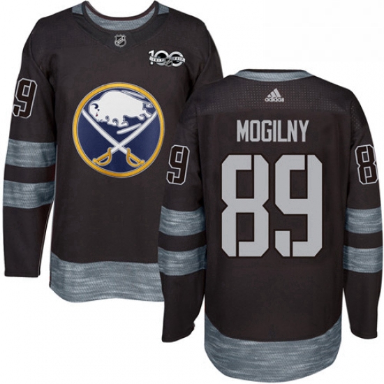 Mens Adidas Buffalo Sabres 89 Alexander Mogilny Authentic Black 1917 2017 100th Anniversary NHL Jers