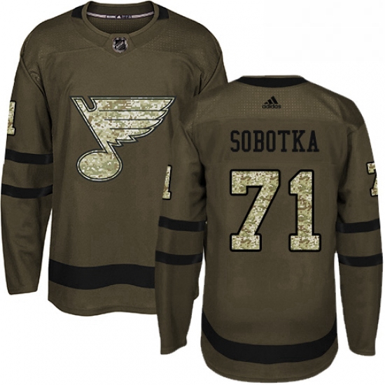 Mens Adidas St Louis Blues 71 Vladimir Sobotka Premier Green Salute to Service NHL Jersey