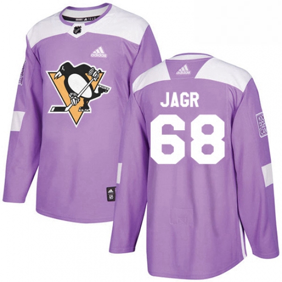 Mens Adidas Pittsburgh Penguins 68 Jaromir Jagr Authentic Purple Fights Cancer Practice NHL Jersey