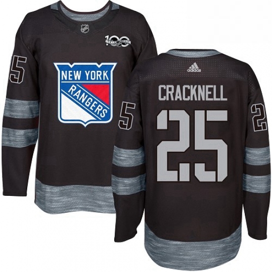 Mens Adidas New York Rangers 25 Adam Cracknell Authentic Black 1917 2017 100th Anniversary NHL Jerse