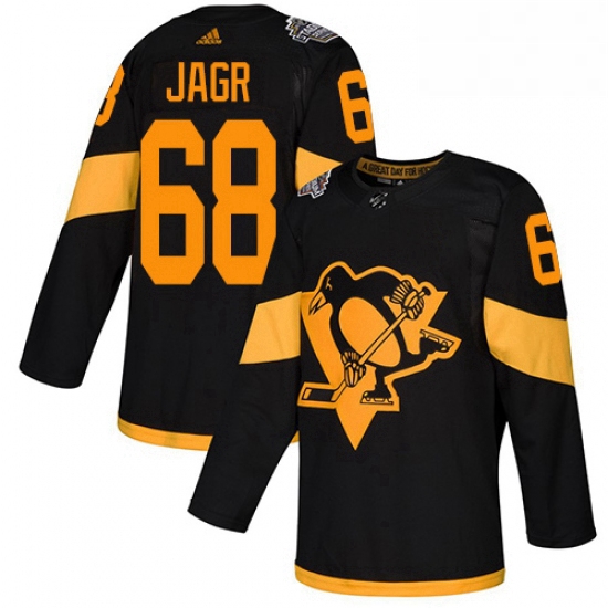 Mens Adidas Pittsburgh Penguins 68 Jaromir Jagr Black Authentic 2019 Stadium Series Stitched NHL Jer