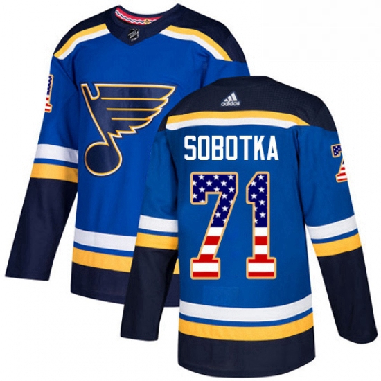 Mens Adidas St Louis Blues 71 Vladimir Sobotka Authentic Blue USA Flag Fashion NHL Jersey