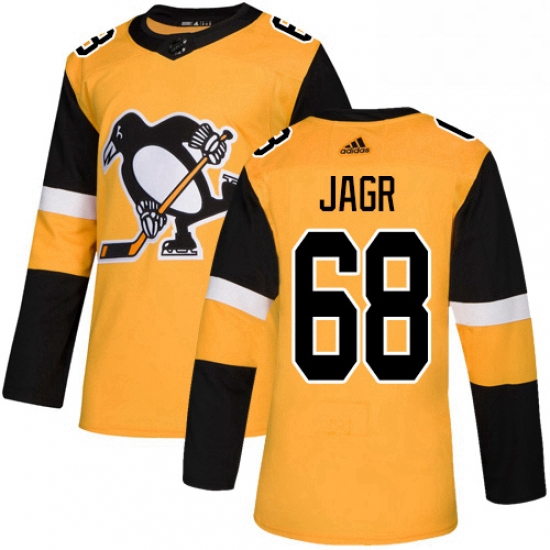 Mens Adidas Pittsburgh Penguins 68 Jaromir Jagr Premier Gold Alternate NHL Jersey