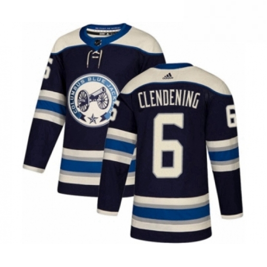 Mens Adidas Columbus Blue Jackets 6 Adam Clendening Premier Navy Blue Alternate NHL Jersey