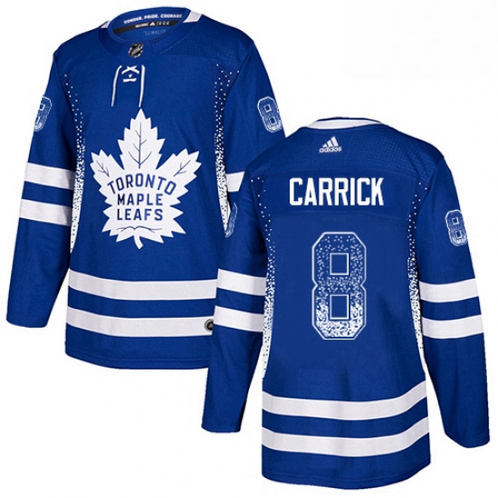 Mens Adidas Toronto Maple Leafs 8 Connor Carrick Authentic Blue Drift Fashion NHL Jersey