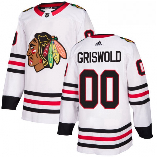 Mens Adidas Chicago Blackhawks 00 Clark Griswold Authentic White Away NHL Jersey