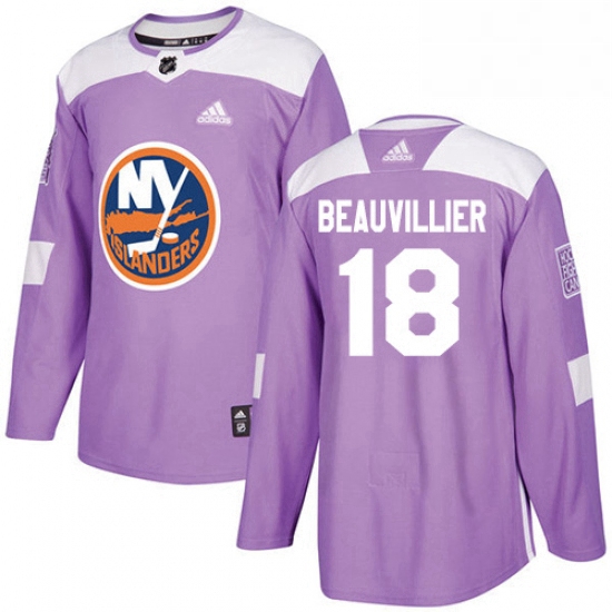 Mens Adidas New York Islanders 18 Anthony Beauvillier Authentic Purple Fights Cancer Practice NHL Je