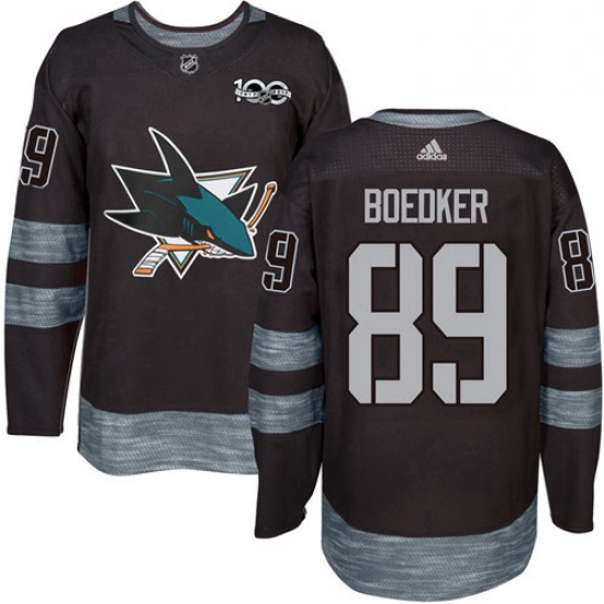 Mens Adidas San Jose Sharks 89 Mikkel Boedker Premier Black 1917 2017 100th Anniversary NHL Jersey