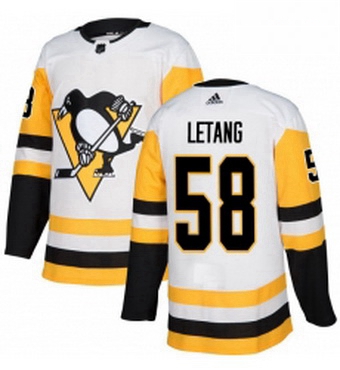 Mens Adidas Pittsburgh Penguins 58 Kris Letang Authentic White Away NHL Jersey