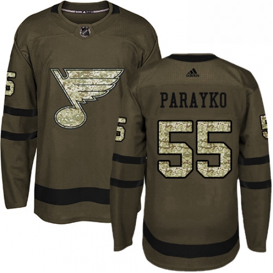 Mens Adidas St Louis Blues 55 Colton Parayko Authentic Green Salute to Service NHL Jersey