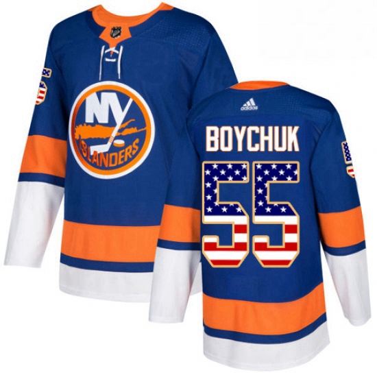 Mens Adidas New York Islanders 55 Johnny Boychuk Authentic Royal Blue USA Flag Fashion NHL Jersey