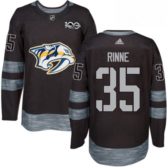 Mens Adidas Nashville Predators 35 Pekka Rinne Authentic Black 1917 2017 100th Anniversary NHL Jerse