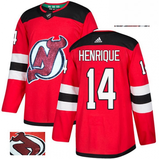 Mens Adidas New Jersey Devils 14 Adam Henrique Authentic Red Fas