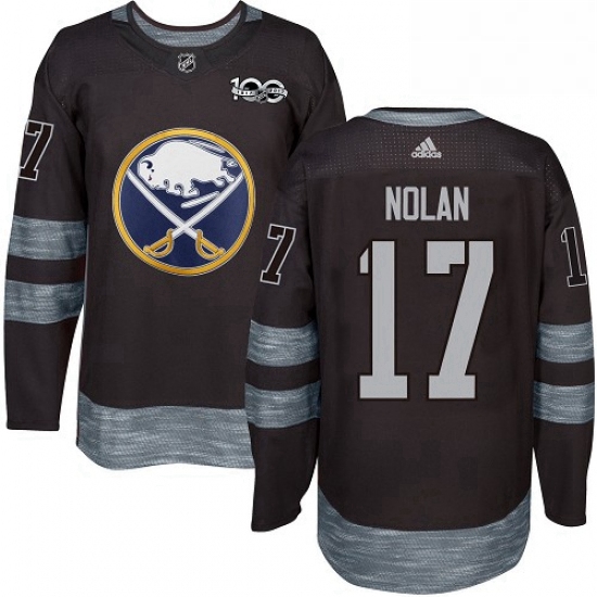 Mens Adidas Buffalo Sabres 17 Jordan Nolan Authentic Black 1917 2017 100th Anniversary NHL Jersey