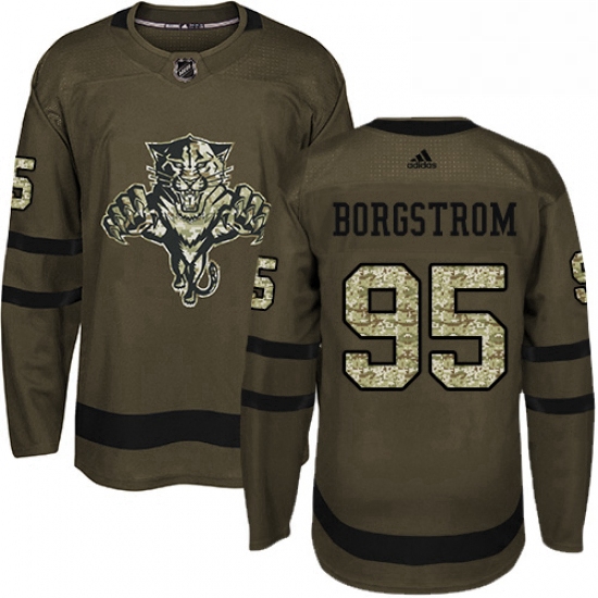 Mens Adidas Florida Panthers 95 Henrik Borgstrom Authentic Green Salute to Service NHL Jersey