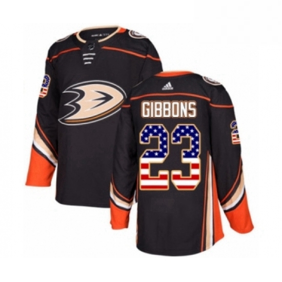 Mens Adidas Anaheim Ducks 23 Brian Gibbons Authentic Black USA Flag Fashion NHL Jersey