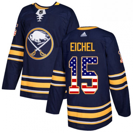 Mens Adidas Buffalo Sabres 15 Jack Eichel Authentic Navy Blue USA Flag Fashion NHL Jersey