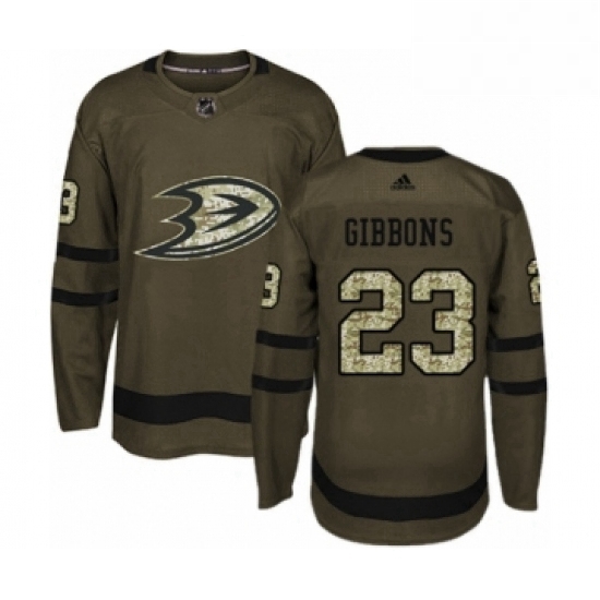 Mens Adidas Anaheim Ducks 23 Brian Gibbons Authentic Green Salute to Service NHL Jersey