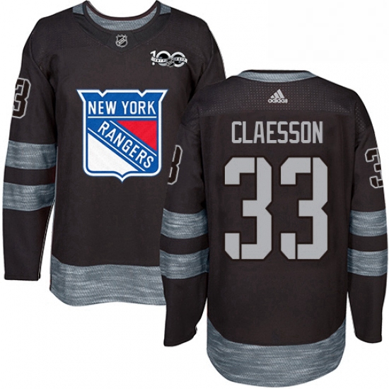 Mens Adidas New York Rangers 33 Fredrik Claesson Authentic Black 1917 2017 100th Anniversary NHL Jer