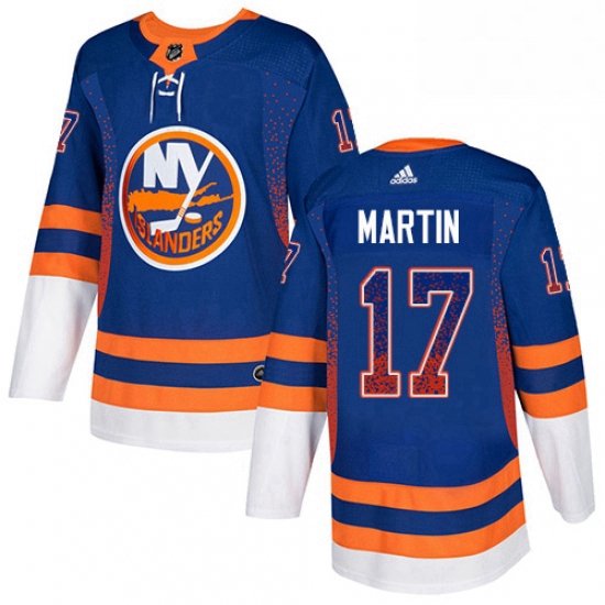 Mens Adidas New York Islanders 17 Matt Martin Authentic Royal Blue Drift Fashion NHL Jersey