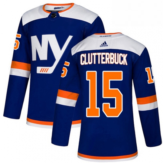 Mens Adidas New York Islanders 15 Cal Clutterbuck Premier Blue Alternate NHL Jersey