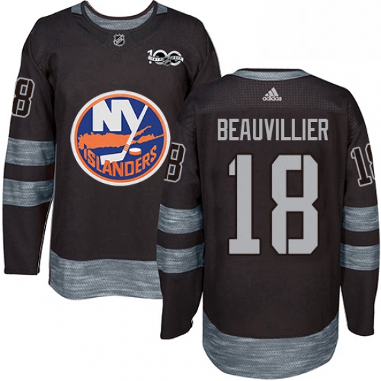 Mens Adidas New York Islanders 18 Anthony Beauvillier Authentic Black 1917 2017 100th Anniversary NH