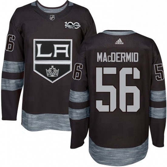 Mens Adidas Los Angeles Kings 56 Kurtis MacDermid Premier Black 1917 2017 100th Anniversary NHL Jers