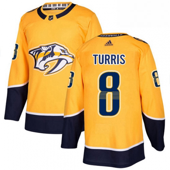 Mens Adidas Nashville Predators 8 Kyle Turris Authentic Gold Home NHL Jersey