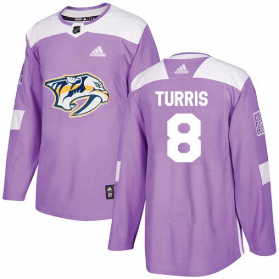 Mens Adidas Nashville Predators 8 Kyle Turris Authentic Purple Fights Cancer Practice NHL Jersey