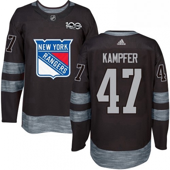 Mens Adidas New York Rangers 47 Steven Kampfer Authentic Black 1917 2017 100th Anniversary NHL Jerse