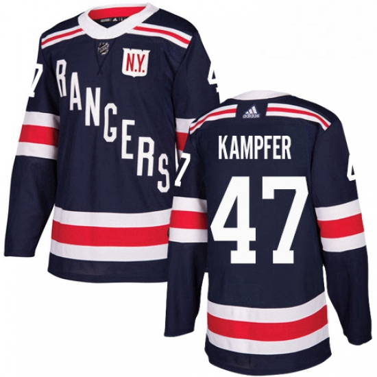 Mens Adidas New York Rangers 47 Steven Kampfer Authentic Navy Blue 2018 Winter Classic NHL Jersey