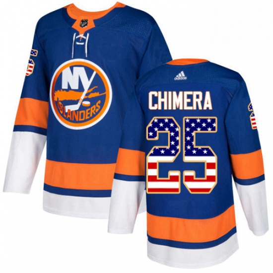 Mens Adidas New York Islanders 25 Jason Chimera Authentic Royal Blue USA Flag Fashion NHL Jersey