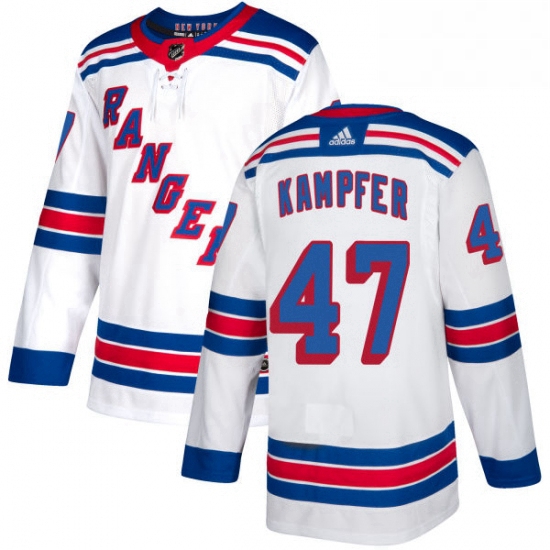 Mens Adidas New York Rangers 47 Steven Kampfer Authentic White Away NHL Jersey