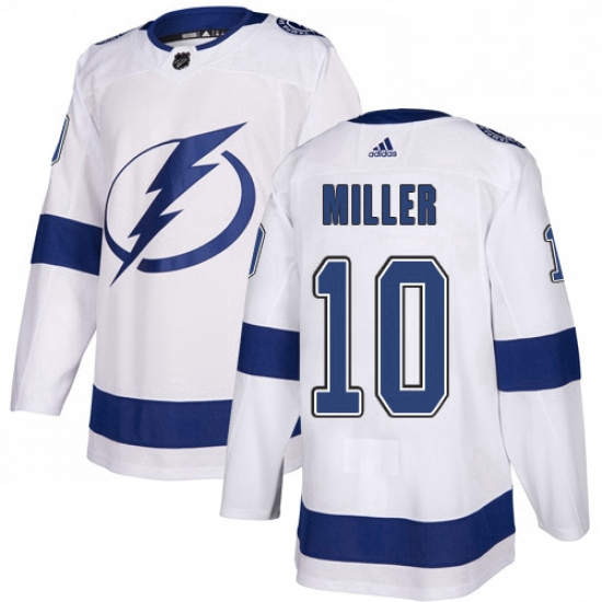 Mens Adidas Tampa Bay Lightning 10 JT Miller Authentic White Awa