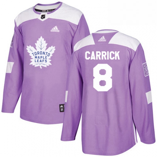 Mens Adidas Toronto Maple Leafs 8 Connor Carrick Authentic Purple Fights Cancer Practice NHL Jersey