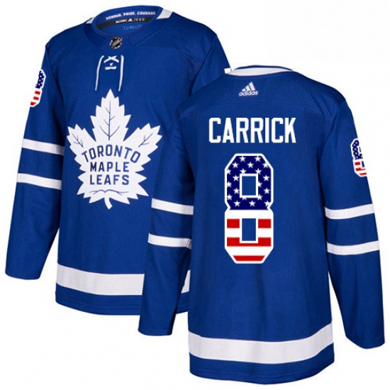 Mens Adidas Toronto Maple Leafs 8 Connor Carrick Authentic Royal Blue USA Flag Fashion NHL Jersey