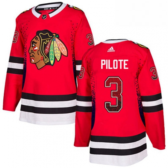 Mens Adidas Chicago Blackhawks 3 Pierre Pilote Authentic Red Drift Fashion NHL Jersey